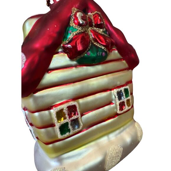 Christmas Village House Ornament Glass Embellished UT Wreath Glitter - Picture 8 of 9